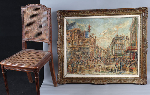 Fernand LAVAL 1886 /1966, Parigi, datato 1951Les Halles, chiesa di Saint Eustache