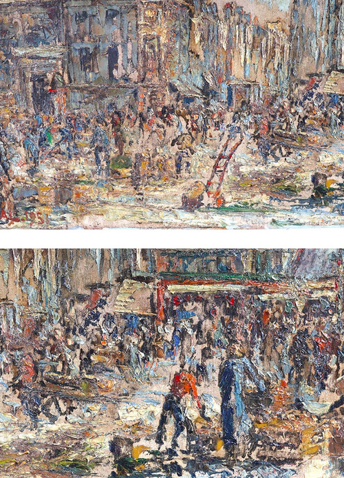 Fernand LAVAL 1886 /1966, Parigi, datato 1951Les Halles, chiesa di Saint Eustache