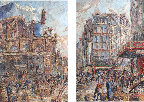 Fernand LAVAL 1886 /1966, Parigi, datato 1951Les Halles, chiesa di Saint Eustache