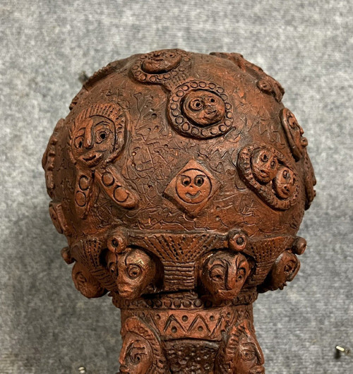 Schwarzafrika / Volkskunst, Stammeskunst, Ritual: Große polychrome Terrakotta-Skulptur