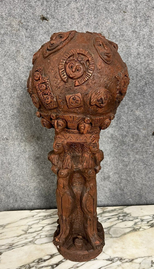 Schwarzafrika / Volkskunst, Stammeskunst, Ritual: Große polychrome Terrakotta-Skulptur