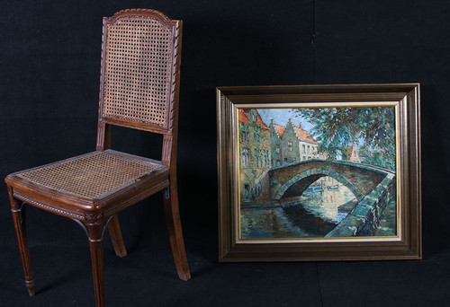 Vue de Bruges, Belgique, signé : L. Dupont, Ecole Belge