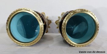 Coppia di vasi in terracotta e bronzo, di E. Gilles - seconda metà del 19° secolo