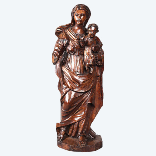 18th century, 90 cm, Virgin and Child, Large wooden sculpture