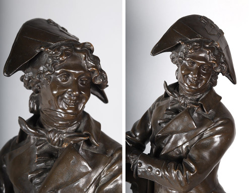 Bronzo XIX secolo, 62 cm, Jean Jules SALMSON 1823/1902, Il violinista sotto l'Impero, Scuola francese