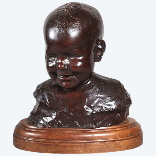 Bronzo inizi del XX secolo, firmato Vito VACCARO 1887/1960, Busto di Bambino