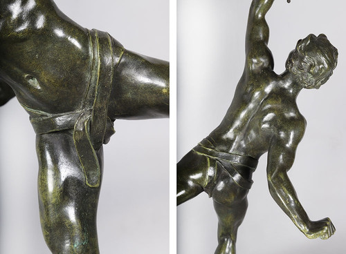 Bronzo del XIX secolo, firmato LEMOYNE 1839 /?, Il portatore della fiaccola olimpica 