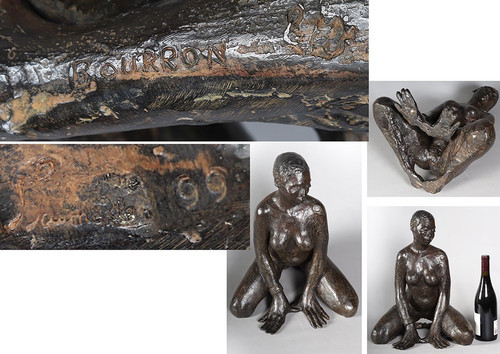 Bronzo del XX secolo, cm 46, firmato M.J. BOURRON, numerato 2/8, Africa