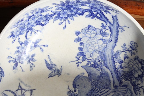 Antique large Japanese porcelain plate with painted partridge. MeiJi period 1868 – 1912. Size
