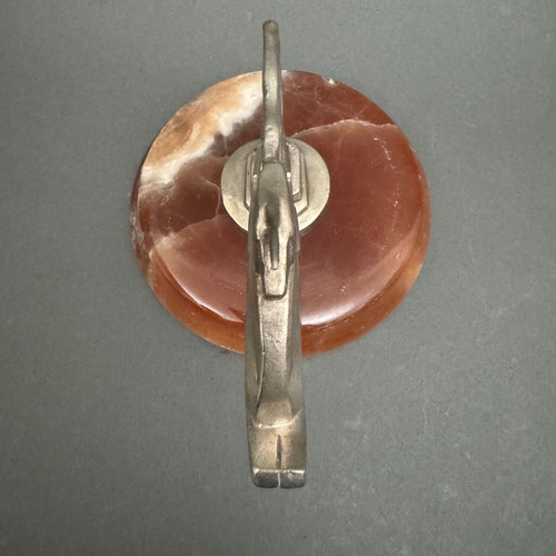 Silver-plated bronze mascot by François-Victor Bazin unicorn on onyx base