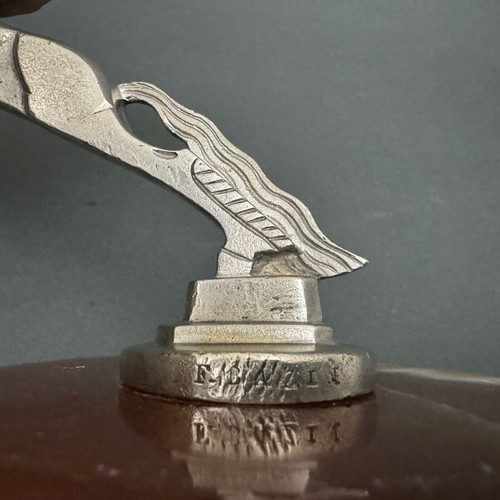 Silver-plated bronze mascot by François-Victor Bazin unicorn on onyx base