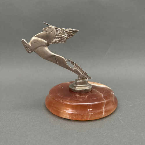 Silver-plated bronze mascot by François-Victor Bazin unicorn on onyx base