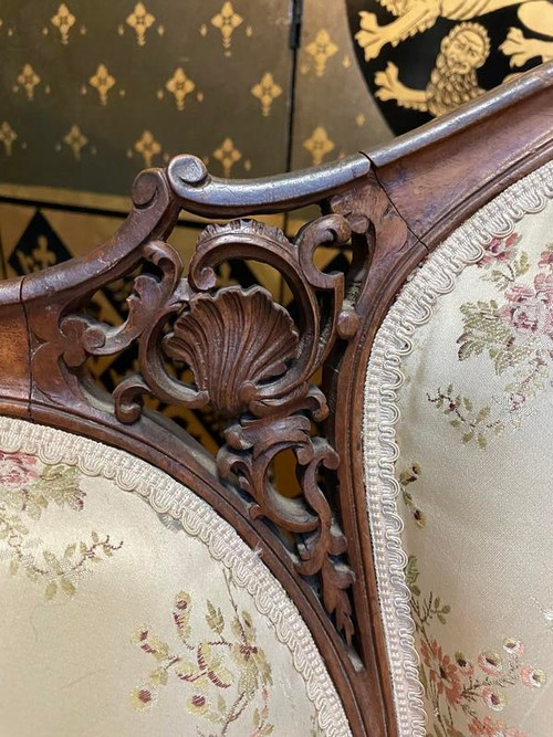 Paire de fauteuils bergères rocailles Louis XV