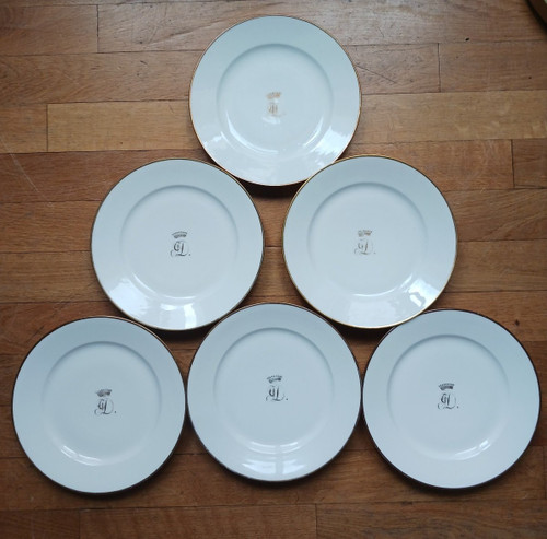 Nast Factory - set of 6 Empire dessert plates, Restoration - count's crown
