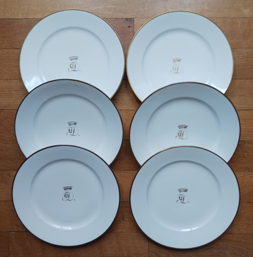 Nast Factory - set of 6 Empire dessert plates, Restoration - count's crown