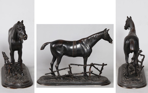 Bronzo XIX secolo, animale, cavallo da corsa, Scuola francese