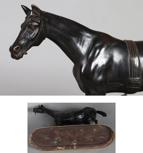 Bronzo XIX secolo, animale, cavallo da corsa, Scuola francese