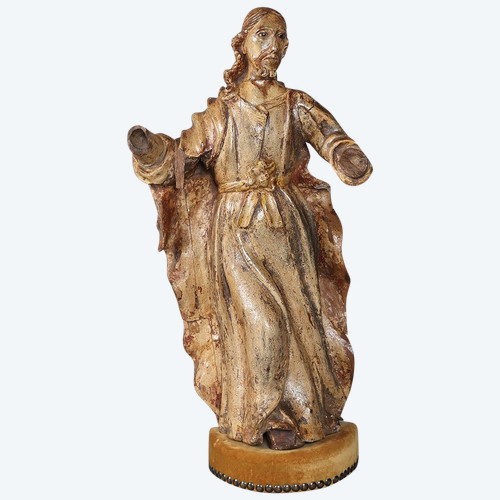 Scultura del XVII secolo, cm 85, Cristo, legno policromo con occhi in vetro
