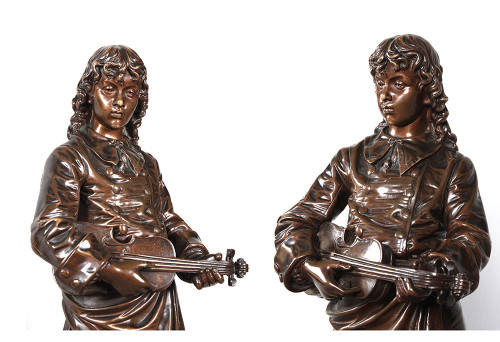 Bronze XIX° signé : Eutrope BOURET 1883 / 1906, Le violoniste