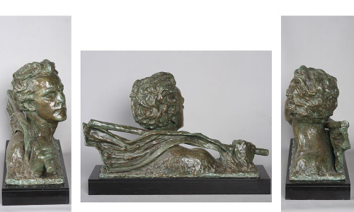 Bronzo 1930, 56 cm, Busto: Jean MERMOZ, firmato Alexandre OULINE