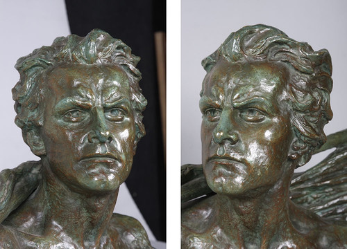 Bronzo 1930, 56 cm, Busto: Jean MERMOZ, firmato Alexandre OULINE