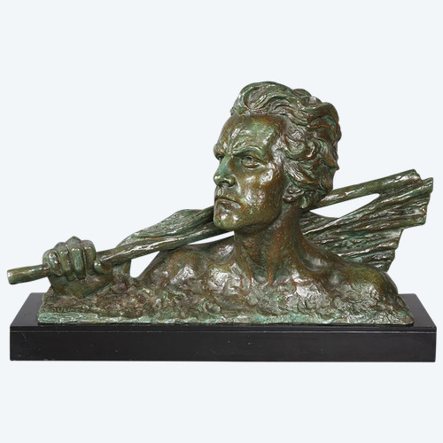 Bronzo 1930, 56 cm, Busto: Jean MERMOZ, firmato Alexandre OULINE