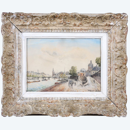 Frank Will (Frank Boggs), Parigi, Quai de Seine, Pont des Arts, acquerello