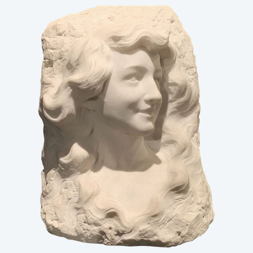 Carrara-Marmor um 1900, von Etienne LENHOIR tätig um 1880/1910, junge Frau 
