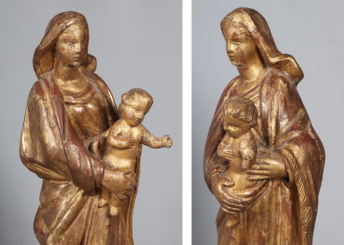 Virgin and Child, 18th century, 42 cm, gilded wood sculpture with gold leaf
