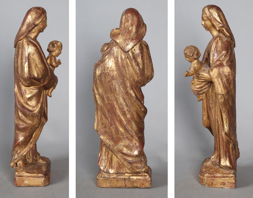Virgin and Child, 18th century, 42 cm, gilded wood sculpture with gold leaf