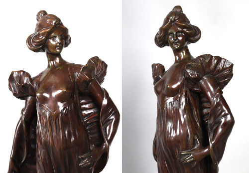 Bronzo XIX secolo, 51 cm, Jean GAUTHERIN 1840/1890, Giovane donna a seno nudo