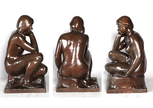 Bronze, 60 cm, signé Joan SEGURANYES i REDORTA né en 1932, Nue, École Espagnole 
