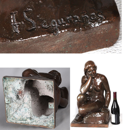 Bronze, 60 cm, signé Joan SEGURANYES i REDORTA né en 1932, Nue, École Espagnole 