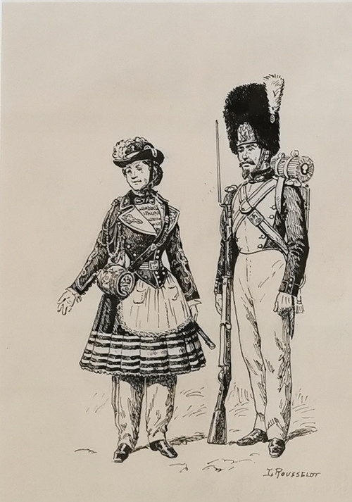 Disegno militare di Lucien ROUSSELOT XX secolo
