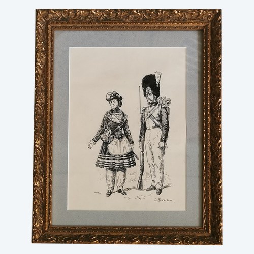 Disegno militare di Lucien ROUSSELOT XX secolo