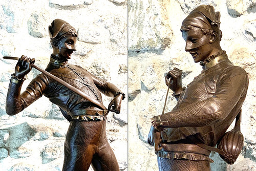 Große Bronze des 19. Jahrhunderts, 85 cm, signiert Paul DUBOIS 1829/1905, Harlekin