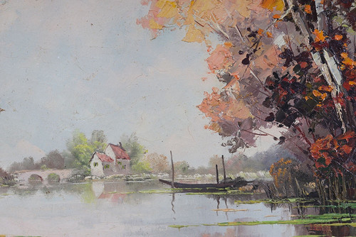 Paesaggio, firmato: A. Loran, 1970 circa, Scuola francese