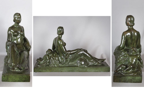 Gilbert PRIVAT 1892/1969, Bronzo 55 cm, Art Déco, fondatore Susse et Frères, Parigi