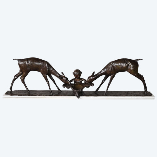 Bronze 1925, 94 cm, Ary BITTER, Gründer: SUSSE, Hirschtrinken