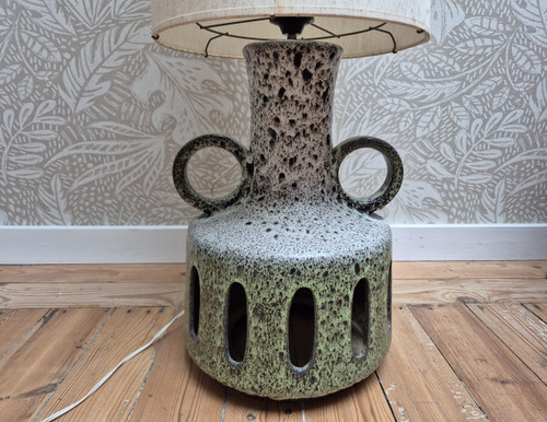Fat lava ceramic floor lamp by Scheurich - West Germany 1970