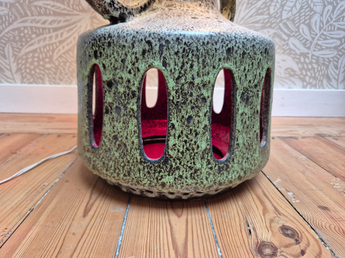 Fat lava ceramic floor lamp by Scheurich - West Germany 1970