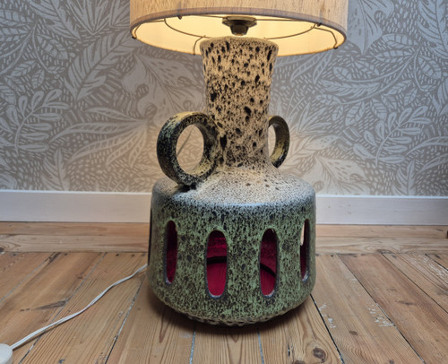 Fat lava ceramic floor lamp by Scheurich - West Germany 1970