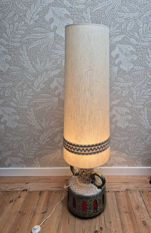 Fat lava ceramic floor lamp by Scheurich - West Germany 1970