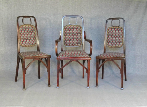 Ensemble Secession , Mundus 1910/1914, un fauteuil et deux chaises, no Thonet