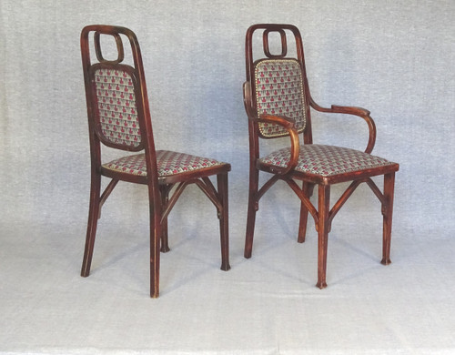 Ensemble Secession , Mundus 1910/1914, un fauteuil et deux chaises, no Thonet