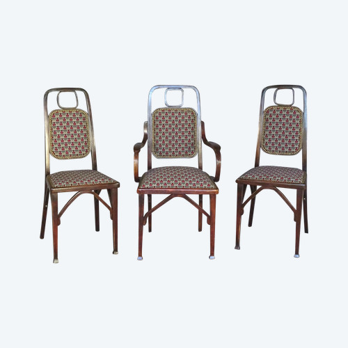 Ensemble Secession , Mundus 1910/1914, un fauteuil et deux chaises, no Thonet