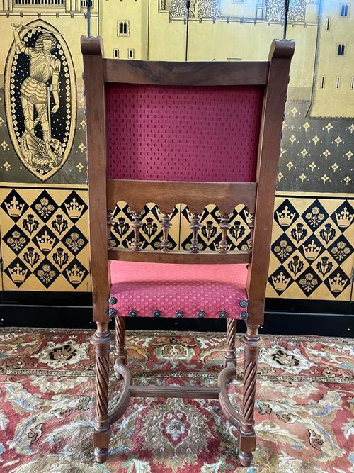 Set of 6 Renaissance style carved walnut chairs - Haute époque