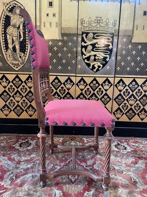 Set of 6 Renaissance style carved walnut chairs - Haute époque