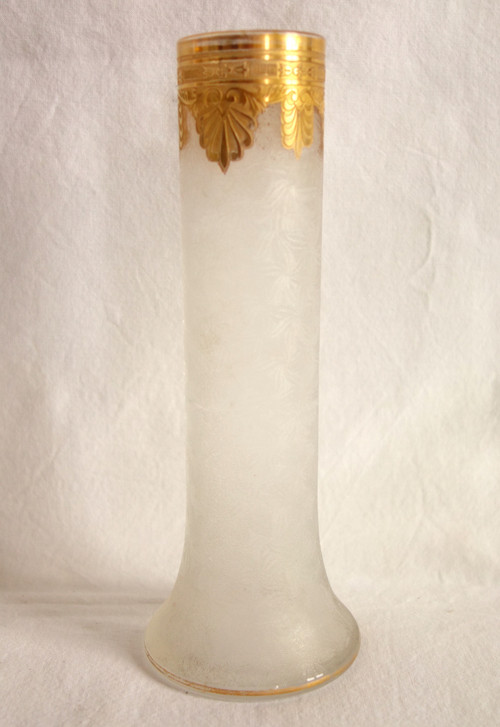 Vase soliflore en cristal de Saint Louis, modèle Nelly doré à l'or fin - 20cm