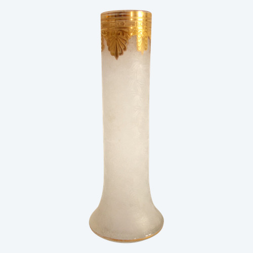 Vase soliflore en cristal de Saint Louis, modèle Nelly doré à l'or fin - 20cm